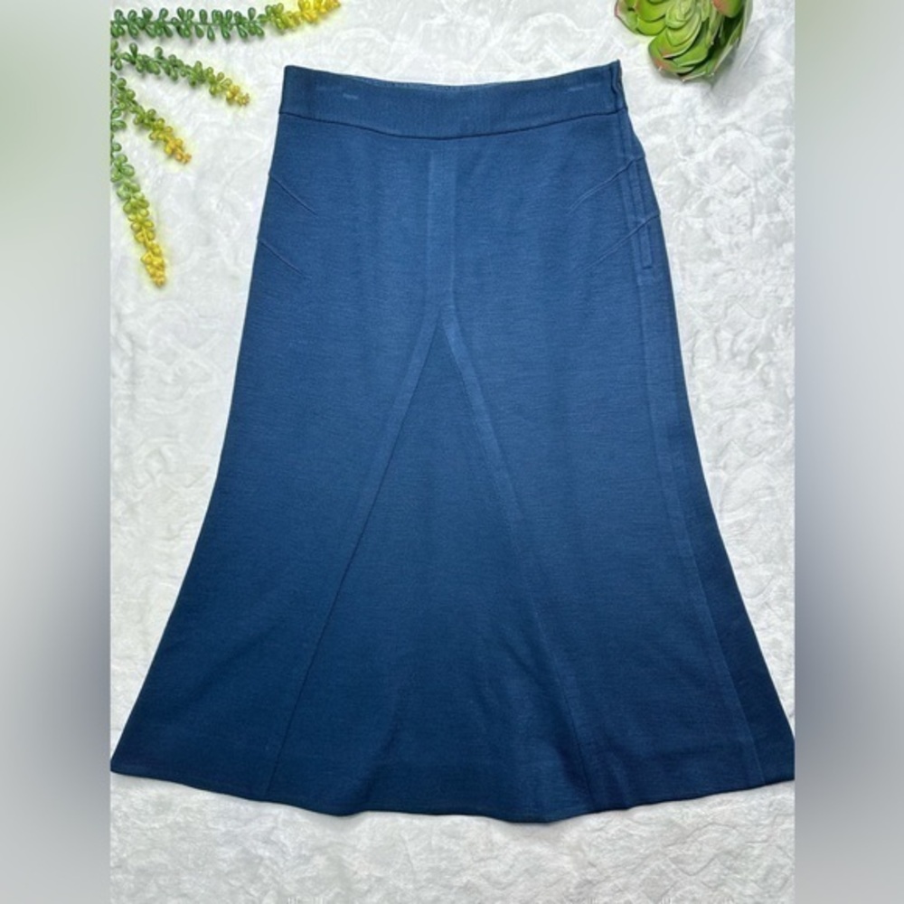 Diane von Furstenberg Marie Lou Tailored Stretch Wool Silk Midi A-Line Skirt